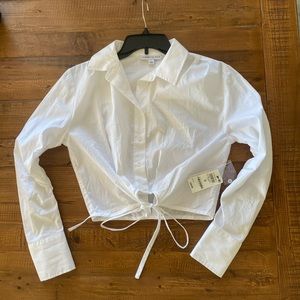 And Now This white long sleeve crop top blouse